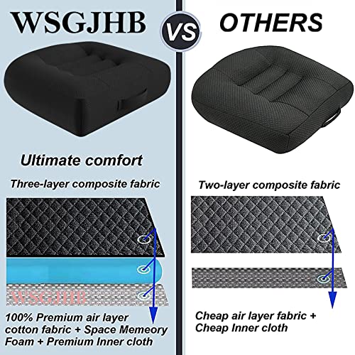 WSGJHB Car Booster Seat Cushion Posture Cushion Portable Breathable Mesh, Effectively Increase The Field of View by 12cm/ 4.7in, Ideal for Office, Home, Angle Lift Seat Cushions,Black