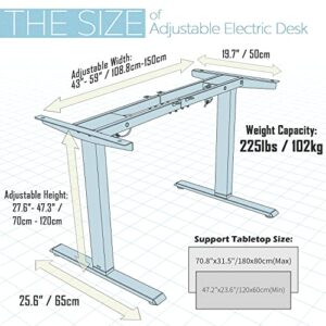 TOPSKY Dual Motor Electric Adjustable Standing Computer Desk for Home and Office (Black Frame only)
