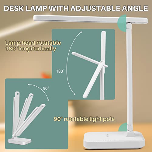 candyfouse LED Desk Lamp with Touch Control, Reading Lamp No Flicker, 3 Color Modes, Foldable Table Lamp, Eye Caring Reading Light for Office, Home, Dormitory, USB Interface DC5V 1A