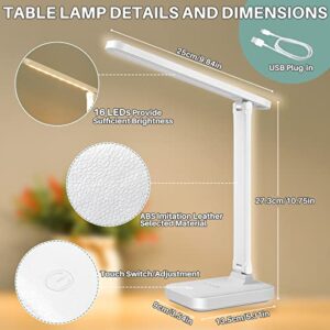 candyfouse LED Desk Lamp with Touch Control, Reading Lamp No Flicker, 3 Color Modes, Foldable Table Lamp, Eye Caring Reading Light for Office, Home, Dormitory, USB Interface DC5V 1A