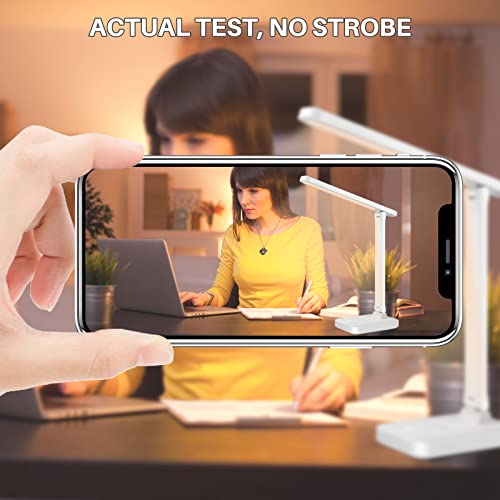 candyfouse LED Desk Lamp with Touch Control, Reading Lamp No Flicker, 3 Color Modes, Foldable Table Lamp, Eye Caring Reading Light for Office, Home, Dormitory, USB Interface DC5V 1A