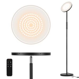 floor lamp, 2400lm bright led torchiere floor lamp with stepless dimmable 4 color temperatures, tall standing room lamp with remote & touch control, led floor lamps for living room bedroom office