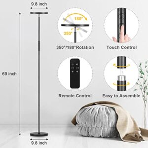 Floor Lamp, 2400LM Bright LED Torchiere Floor Lamp with Stepless Dimmable 4 Color Temperatures, Tall Standing Room Lamp with Remote & Touch Control, LED Floor Lamps for Living Room Bedroom Office