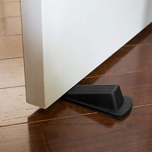S&T INC. Heavy Duty Rubber Door Stopper for Residential and Commercial Use, Black, 4.8 in. x 2.2 in. x 1.3 in, 4 Pack