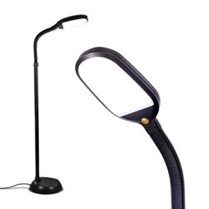 brightech litespan – bright led floor lamp for crafts and reading, estheticians’ light for lash extensions, adjustable gooseneck standing lamp for living room, bedroom and office – jet black