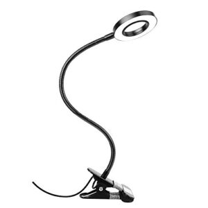 Woputne Desk Lamp Clip on Lamp, Clamp Lamp for Video Conference Lighting, Desk Light for Home Office, USB Reading Lamp Flexible Ring Light for Headboard, Computer Webcam, Zoom Meeting