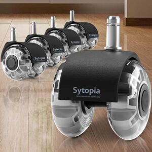 sytopia office chair caster wheel replacement suitable for all floors and carpets, heavy duty rollerblade chair wheels, universal caster wheels size(11×22 mm)