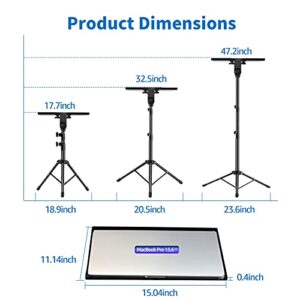 Projector Stand,Laptop Tripod Stand Adjustable Height 17.7 to 47.2 Inch with Gooseneck Phone Holder, Portable Projector Stand Tripod for Outdoor Movies-Detachable Computer DJ Racks Holder Mount