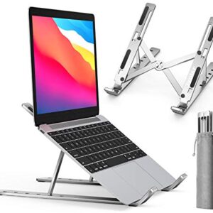 ivoler Laptop Stand, Laptop Holder Riser Computer Tablet Stand, 6 Angles Adjustable Aluminum Ergonomic Foldable Portable Desktop Holder Compatible with MacBook,iPad, HP, Dell, Lenovo 10-15.6” Silver