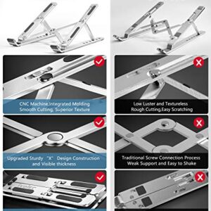 ivoler Laptop Stand, Laptop Holder Riser Computer Tablet Stand, 6 Angles Adjustable Aluminum Ergonomic Foldable Portable Desktop Holder Compatible with MacBook,iPad, HP, Dell, Lenovo 10-15.6” Silver