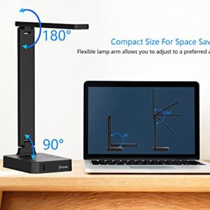 Drevet LED Desk Lamp, Desk Light with 1 USB Charging Port and 2 AC Power Outlet, 3 Lighting Modes, 3 Level Brightness,1H Timer, Touch Control, Eye-Caring Home Office Foldable Table Lamp (Black)