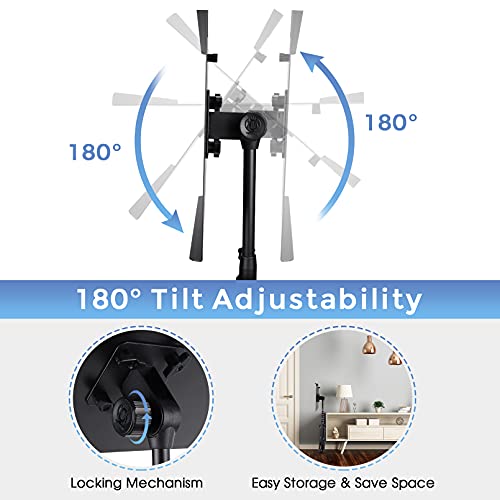 Projector Tripod Stand, Laptop Tripod Adjustable Height 23 to 63 Inch, Portable Projector Stand for Outdoor Movies, Computer DJ Racks Mount Holder with Gooseneck Phone Holder, Apply to Stage or Studio