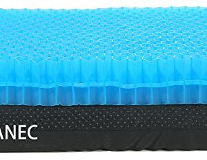 Gel Seat Cushion 2.4 Inch Thick, Double Thicken Layer, Relief Tailbone Pressure, Breathable Honeycomb Design Gel Cushion with Washable Non-Slip Cover for Office Chair, Car Seat, Wheelchair (Blue)