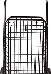 DMI Utility Cart with Wheels to be used as a Shopping Cart, Grocery Cart, Laundry Cart and Stair Climber Cart, Weighs 7.5 Pounds but holds up to 90 Pounds, Compact and Foldable, Black