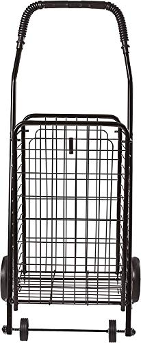 DMI Utility Cart with Wheels to be used as a Shopping Cart, Grocery Cart, Laundry Cart and Stair Climber Cart, Weighs 7.5 Pounds but holds up to 90 Pounds, Compact and Foldable, Black