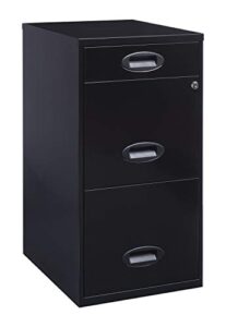office dimensions 18″ deep 3 drawer metal organizer file cabinet with oval handles, black