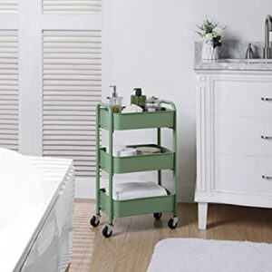 SunnyPoint 3-Tier Delicate Compact Rolling Metal Storage Organizer - Mobile Utility Cart Kitchen/Under Desk Cart with Caster Wheels (Turq, Compact (15.5" X 26.8" X 10.27"))