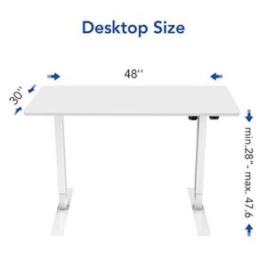 FLEXISPOT Electric Standing Desk White Whole Piece 48 x 30 Inch Desktop Adjustable Height Desk Home Office Computer Workstation Sit Stand up Desk (White Frame + 48inch White Top, 2 Packages)