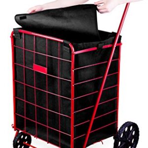Shopping Cart Liner - 18" X 15" X 24" - Square Bottom Fits Snugly Into a Standard Shopping Cart. Cover and Adjustable Straps for Easy and Secure Attachment. Made from Waterproof Material, Black