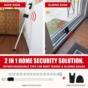 Securityman 2-in-1 Door Security Bar with Alarm & Sliding Door Stopper Security Bar with 120db Loud Alert Siren - Durable & Rugged Iron, Sturdy on Most Floors & Windows (Protects Against Scratches)