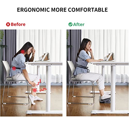 Eureka Ergonomic Tilt Adjustable Footrest, Foot Rest for Under Desk at Work with Massage Surface, Office Foot Rest Under Desk with 20 Degree Tilt No Locking, Metal Frame
