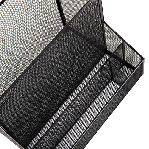 Mind Reader DEEPORG-BLK Metal Mesh Large File Storage Basket For A4 Paper, Legal Documents, Folder & Magazine Holder, Office Organization, Black Deep Org