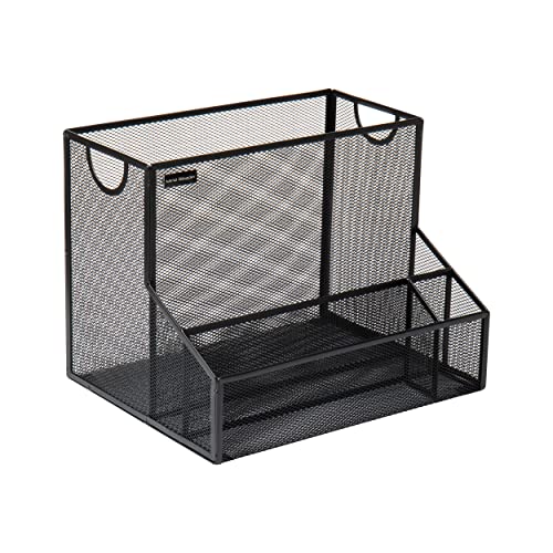 Mind Reader DEEPORG-BLK Metal Mesh Large File Storage Basket For A4 Paper, Legal Documents, Folder & Magazine Holder, Office Organization, Black Deep Org