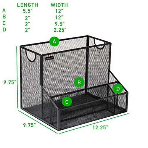 Mind Reader DEEPORG-BLK Metal Mesh Large File Storage Basket For A4 Paper, Legal Documents, Folder & Magazine Holder, Office Organization, Black Deep Org