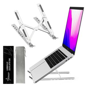 AVAKOT Portable Laptop Stand Computer Stand for Laptop Ergonomic Aluminum Laptop Stand | Adjustable Laptop Riser Notebook Holder Stand Compatible with MacBook,iPad,Dell,Lenovo 9-15.6" Laptops | Silver