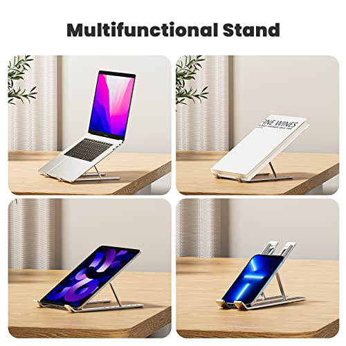 AVAKOT Portable Laptop Stand Computer Stand for Laptop Ergonomic Aluminum Laptop Stand | Adjustable Laptop Riser Notebook Holder Stand Compatible with MacBook,iPad,Dell,Lenovo 9-15.6" Laptops | Silver