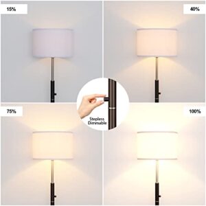 【Upgraded】 Dimmable Floor Lamp, 1000 Lumens LED Bulb Included, Floor Lamps for Living Room Simple Standing Lamp with White Lamp Shade, Modern Tall Lamps for Living Room Bedroom Office Dining Room