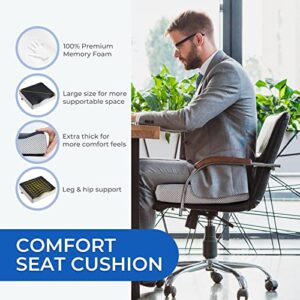 4 Inch Extra Thick Seat Cushion, Dual Layer Memory Foam Chair Cushions, Comfort Seat Cushions for Office Chair, Butt Back Pain Sciatica Coccyx Relief, Strong Support & Sit Longer Not Tired