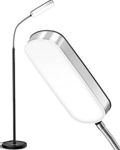 lepower floor lamp, 18w led floor lamp with stepless dimmer & 5 color temperatures, standing lamp with 3 timing modes, eye-caring, touch reading floor lamp for bedroom, living room, office, black