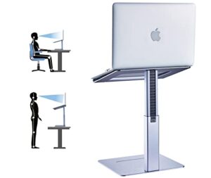 adjustable laptop stand for desk, dj laptop stand adjustable height, laptop raised stand for standing & sitting mode, laptop riser stand of elevated stand, tall, strong and airflow even for 17 inch