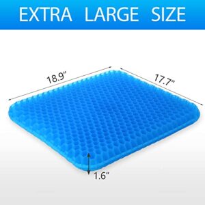 Gel Seat Cushion for Long Sitting (Thick & Extra Large), Gel Cushion for Wheelchair Soft, Gel Chair Cushion Comfy, Gel Car Seat Cushion Breathable, Gel Seat Cushion for Office Chair for Hip Pain