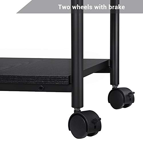 VASAGLE Industrial Under Desk Printer Stand, 2-Tier Mobile Machine Cart with Shelf, Heavy Duty Storage Rack for Office and Home, Black UOPS02B