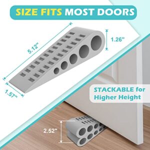 Door Stoppers for Bottom of Door - 4 Pack Rubber Security Wedge Stackable Heavy Duty Door Stop with Holder for Home Office Classroom on Carpet, Concrete, Linoleum & Wood House Warming Gifts New Home