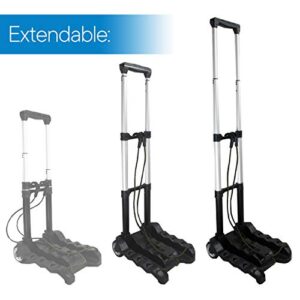 RMS Folding Luggage Cart - Lightweight Aluminum Collapsible and Portable Fold Up Dolly for Travel, Moving and Office Use (Black)