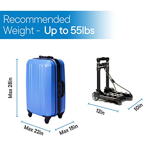 RMS Folding Luggage Cart - Lightweight Aluminum Collapsible and Portable Fold Up Dolly for Travel, Moving and Office Use (Black)