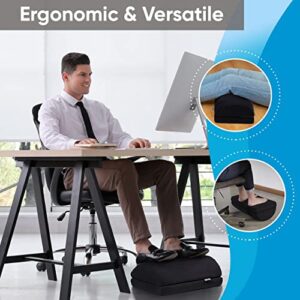 Foot Rest for Under Desk at Work – Adjustable Foam Footrest for Office & Home – Ergonomic Foot Stool for Gaming & Computer Chair – Cushion for Back & Leg Pain Relief - Black Mesh