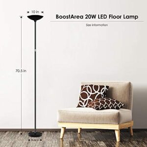 BoostArea Floor Lamp, Standing Lamp, 20W 2000LM LED Torchiere Floor Lamp, Stepless Dimmable, Touch Control, 3000K Daylight, 50000hrs Lifespan, Floor Lamps for Living Room, Standing Lamps for Bedroom