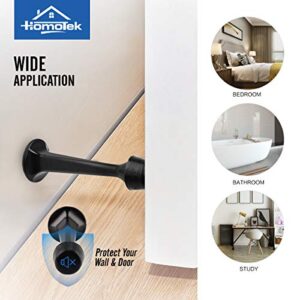 HOMOTEK 8 Pack Heavy Duty Solid Rigid Door Stop with Soft Rubber Tip, Zinc Die Cast Door Stopper Protect Wall & Door, Black