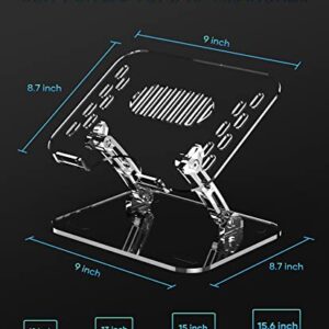 Lpoake 𝟮𝟬𝟮𝟯 𝗨𝗽𝗴𝗿𝗮𝗱𝗲𝗱 Acrylic Laptop Stand for Desk Clear Laptop Riser Adjustable Height White Computer Stand for Laptop Compatible with 10 to 15.6 Inches Laptops(Transparent)