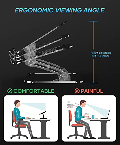 Lpoake 𝟮𝟬𝟮𝟯 𝗨𝗽𝗴𝗿𝗮𝗱𝗲𝗱 Acrylic Laptop Stand for Desk Clear Laptop Riser Adjustable Height White Computer Stand for Laptop Compatible with 10 to 15.6 Inches Laptops(Transparent)