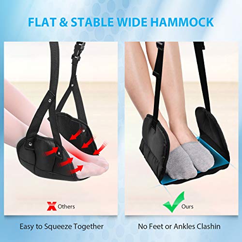 Airplane Footrest - Travel Foot Rest (Thickened Memory Foam), Airplane Travel Accessories, No Clashing Foot Hammock & Portable Plane Leg Rest, Provides Relaxation and Comfortable for Long Flight