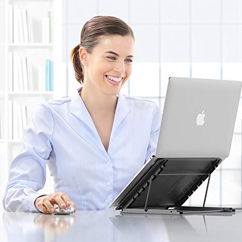 Laptop Tablet Stand, Foldable Portable Ventilated Desktop Laptop Holder, Universal Lightweight Adjustable Ergonomic Tray Cooling (black2)