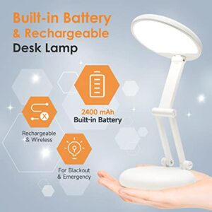 Battery Operated Lamp Small Desk Lamp Foldable & Potable, 8 Brightness Rechargeable Lamp Battery Lamp Wireless Lamp Mini Lamp, Dimmable Study Lamp Portable Light Cute Desk Lamp, Battery Operated Lamp