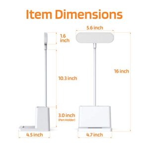 LED Small Desk Lamp, AXX Desk Lamps for Home Office, White Desk Light for Kids, Desktop/Computer Study Lamps for Bedrooms, Rechargeable, Battery Operated, Pen Holder, Adjustable Gooseneck Reading Lamp