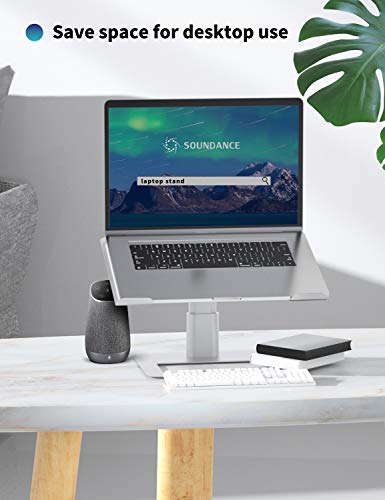 SOUNDANCE Adjustable Laptop Stand for Desk, Computer Stand, Ergonomic Laptop Riser Holder Compatible with 10 to 17.3 Inches Notebook PC Computer, Aluminum Silver