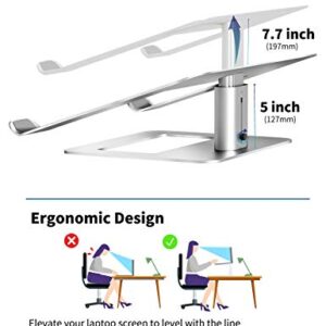 SOUNDANCE Adjustable Laptop Stand for Desk, Computer Stand, Ergonomic Laptop Riser Holder Compatible with 10 to 17.3 Inches Notebook PC Computer, Aluminum Silver